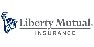 Logo of Liberty Mutual Insurance featuring the Statue of Liberty's torch and name in bold text, perfectly embodying the spirit of freedom that's also backed by the expert protection from About The Hail Squad.