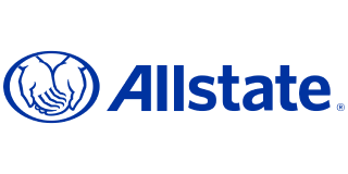 The blue Allstate logo, featuring the company name alongside an icon of two hands holding, conveys trust and security. Learn more about The Hail Squad and how they can assist in safeguarding your assets.