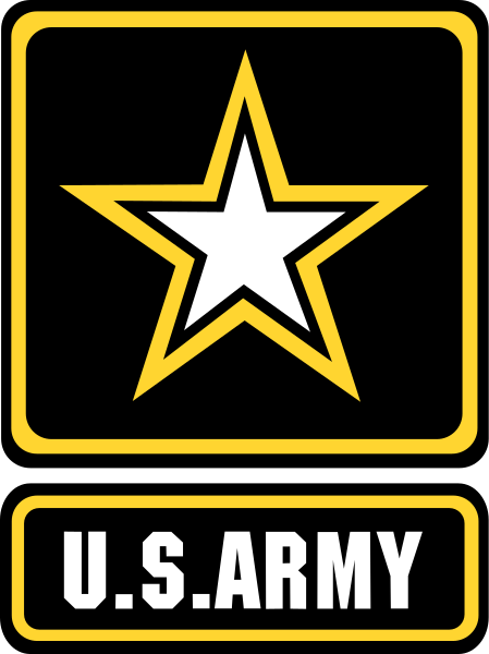 The U.S. Army logo, showcasing a white star outlined in yellow on a black background, embodies the spirit of home and service, with "U.S. Army" proudly written below in white letters.