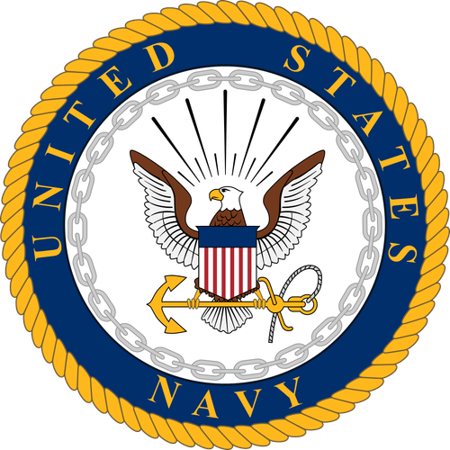 The U.S. Navy emblem, a symbol of home for many service members, features an eagle with a shield, anchor, and chain. Encircled by a rope design with "United States Navy" text, it represents strength and unity.