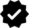 Black star-shaped icon with a white checkmark in the center, symbolizing excellence in hail damage repair.