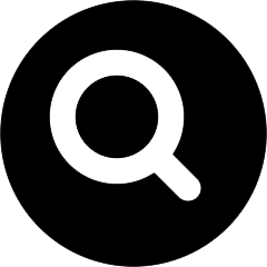 A simple black and white magnifying glass icon, perfect for home decor, set against a pristine white background.