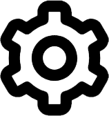 A black and white gear icon with a central hole, resembling a cogwheel, symbolizes the seamless efficiency of services.